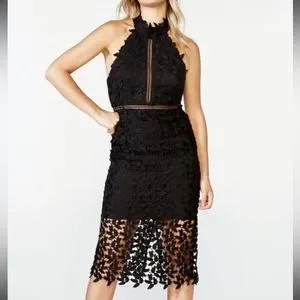 Bardot Noni Black Lace Halter Dress Size 6
